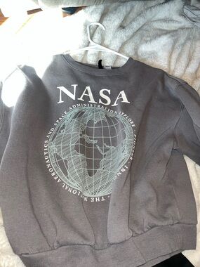 Divided NASA Crewneck Sweatshirt - Gray with White Graphic